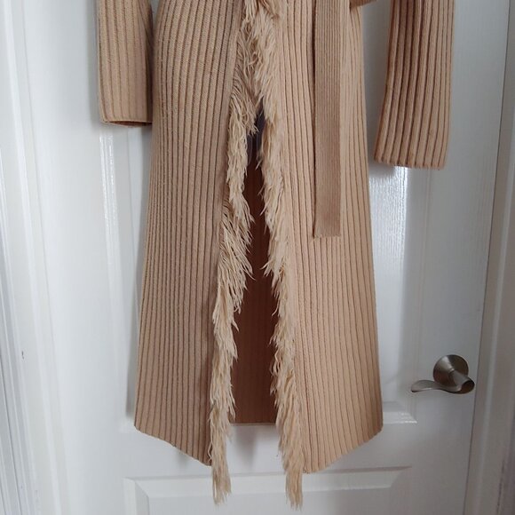 Charlotte Russe Ribbed Belted Fringe Cardigan Boho Y2k Grunge Indie Festival M - Picture 7 of 11